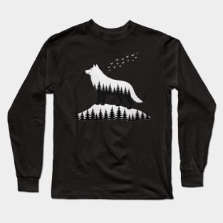 SIBERIAN CAT Forest Silhouette Long Sleeve T-Shirt
